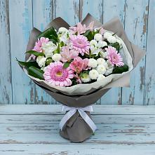 Букет цветов из:  Герберы, Альстромерии и Хризантемы в Пущино