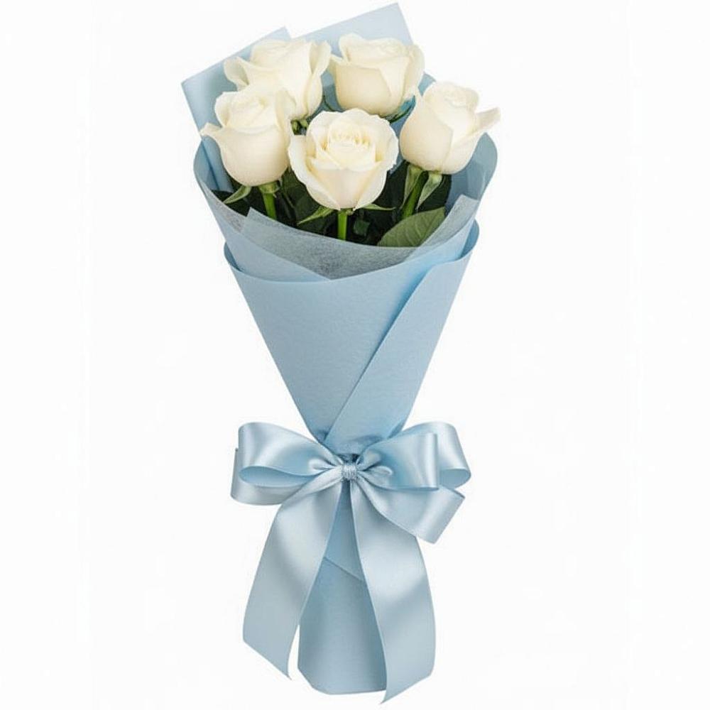 Букет 5 Белых роз Проуд в Пущино