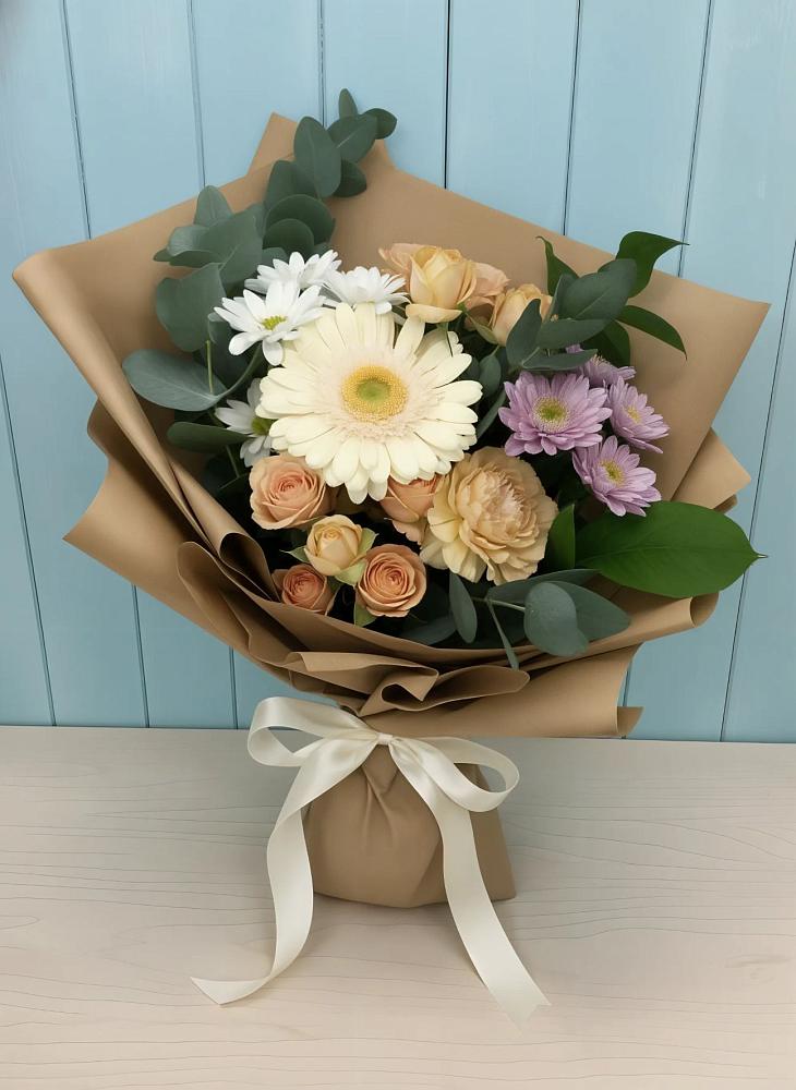 Букет цветов из: Герберы и Хризантемы в Пущино