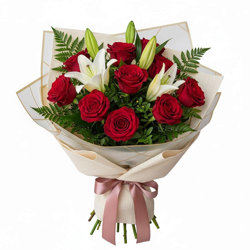 Букет цветов из: Лилии и Розы в Пущино