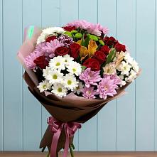 Букет цветов из:  Розы, Хризантемы и Альстромерии в Пущино